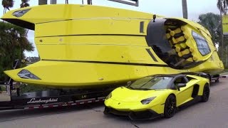Lamborghini Aventador LP 720-4 Revs Drive Away & 2,700 HP $1 3 Million Lamborghini Speedboat