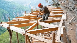 Man Builds His Dream House on Edge of Mountain | 1-Year Timelapse by @MrWildNature