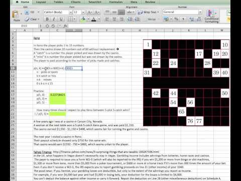 Ahrens on Excel for Combinations (Poker, Lottery, Keno)
