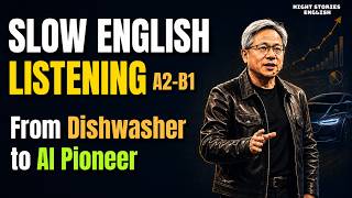 Slow English Listening | Jensen Huang: From Dishwasher to AI Pioneer (A2-B1)