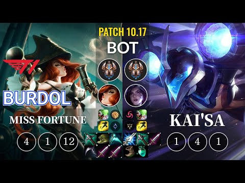 T1 Burdol Miss Fortune vs Kai'Sa Bot - KR Patch 10.17