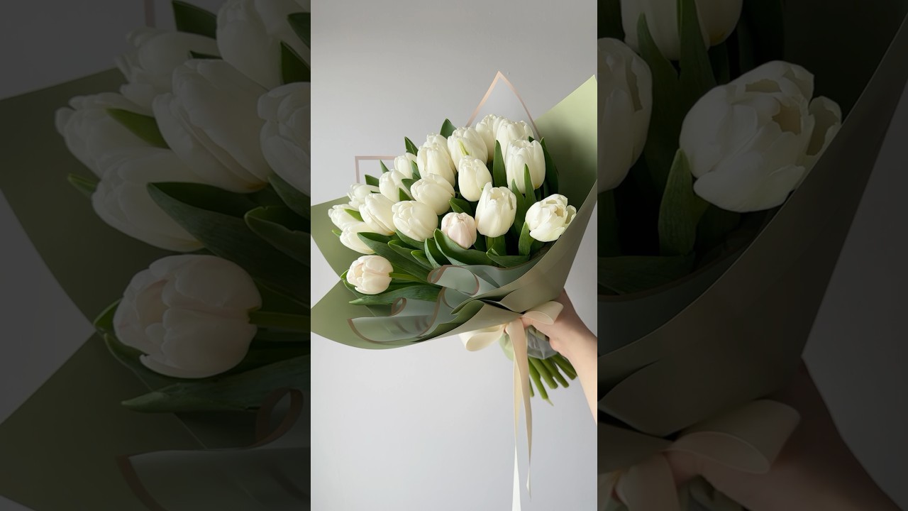 How to wrap a flower bouquet/ tulips in 2 papers EASY STEP BY STEP WRAPPING TUTORIAL FOR BEGINNERS