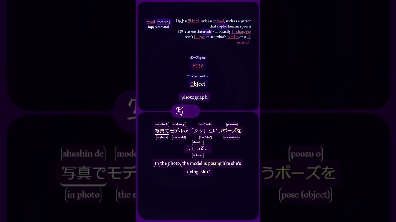 写真 — photograph — A picture of a model shushing #learnjapanese