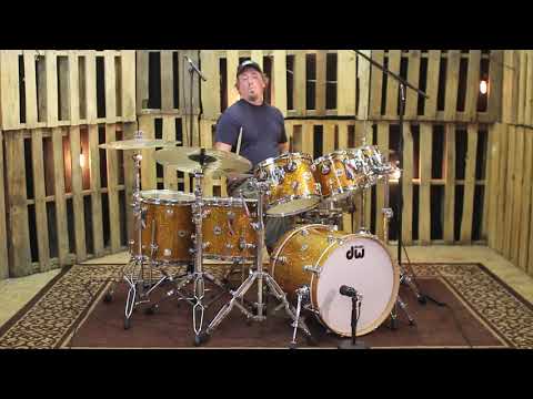 DW Collector's Maple Burnt Orange Glass Drum Set - 20, 8, 10, 12, 14, 16