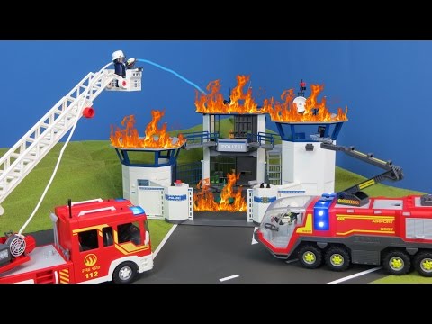Playmobil Film deutsch: Feuerwehrmann löscht Polizei Gefängnis | Kinderfilm / Kinderserie
