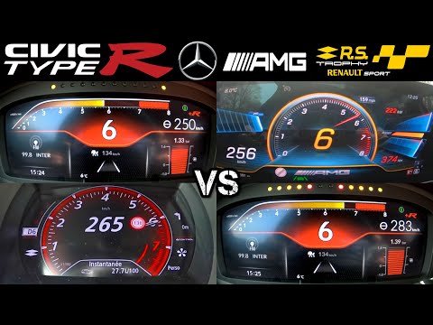 Honda Civic Type R FL5 2023 vs Renault Megane RS Trophy 2023 vs Mercedes AMG A35 2022