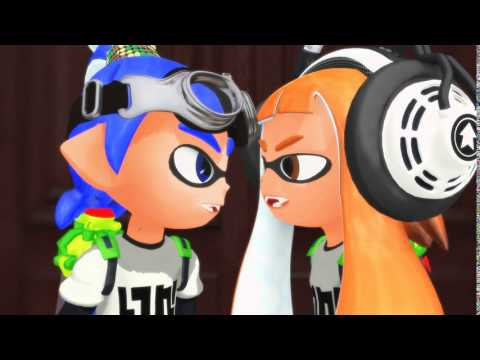 MMD Splatoon - Inklings squabble "Nuh uh Yeah huh" Orange Blue girl boy animated cartoon funny meme