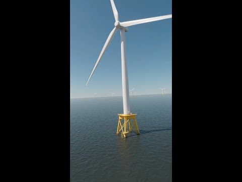 Photoreal offshore wind turbine 3d animation
