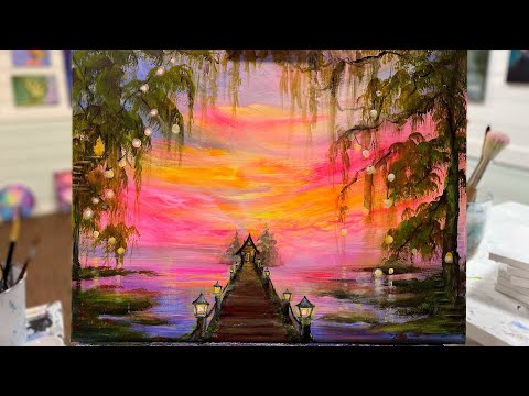 How To Paint A Fairytale Landscape / acrylic painting tutorial