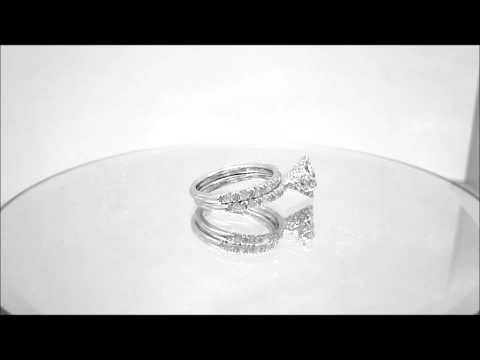 18K WHITE GOLD ROUND CUT DIAMOND ENGAGEMENT RING AND BAND ART DECO 2.08CTW - KNR INC - 806