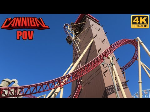 Cannibal POV (4K 60FPS), Lagoon Hyper Coaster with a Beyond Vertical Drop | Non-Copyright