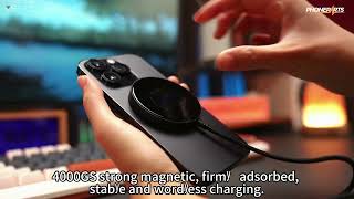 Yesido DS28 Magnetic Wireless Charger with LCD Display – 15W Fast Charging | 1.2m Braided Cable