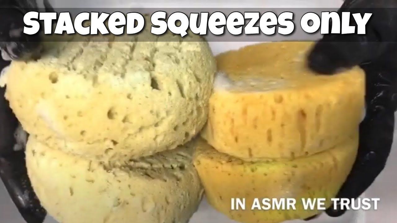 ASMR Stacked Squeezes Only || double sponge squeezing asmr