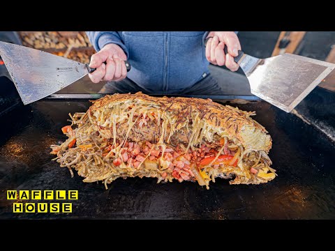 Giant Waffle House Style HASH BROWN on the Flat Top Griddle