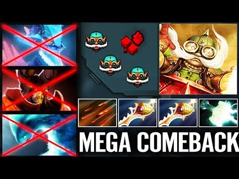 SOLO 3 DOOR DEFEND - x2 Divine Rapier Gyrocopter Megacreeps comeback Dota 2