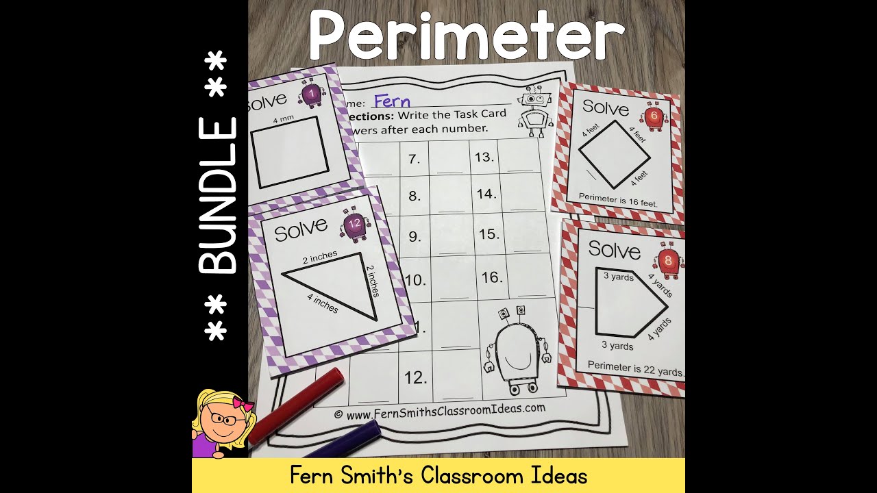 Perimeter Center Games Task Cards and Printable Worksheets Bundle