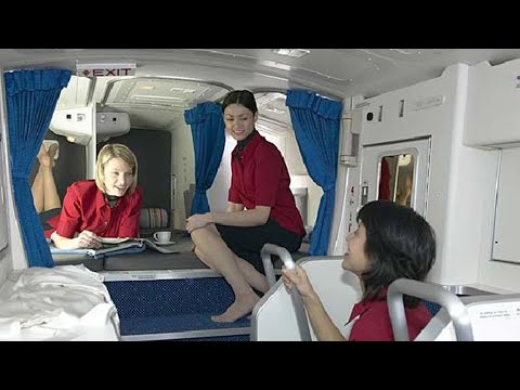 Secret rest cabin for pilots and flight attendants; Spare engine on Boeing 747 - Compilation