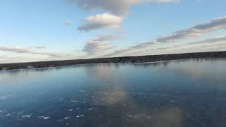 Drone over Lake Lansing Winter No Snow
