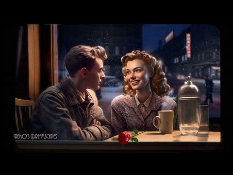 1940s You're on a date with your valentine 💜👼 Romantic oldies vintage music w/ cafe & city sounds