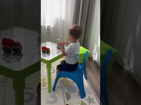 Children's table "English Alphabet" (light blue)