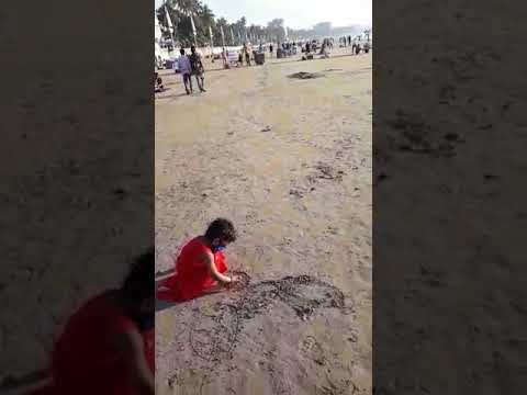 Stuti playing on beach(3)