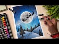 Christmas Drawing Christmas Scenery Drawing Oil Pastel Drawing