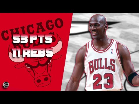 Michael Jordan 53 pts 11 rebs vs Pistons 95/96 season