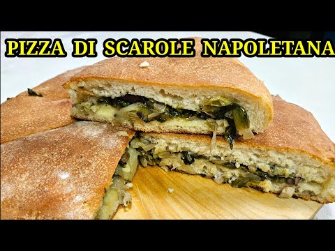 PIZZA RIPIENA CON SCAROLE NAPOLETANA-Impasto fatto a mano-stesura senza stampo-senza matterello 