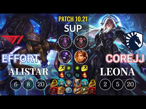 T1 Effort Alistar vs TL CoreJJ Leona Sup - KR Patch 10.21