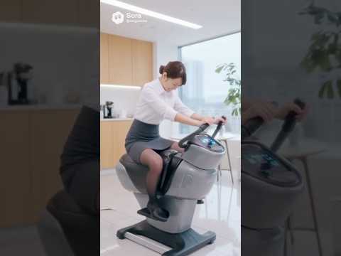 乗馬マシンで転んでしまった黒ストッキングのOL