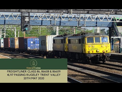 Freightliner Class 86, 86608 & 86609, 4L97 passing Rugeley Trent Valley (20th May 2020)
