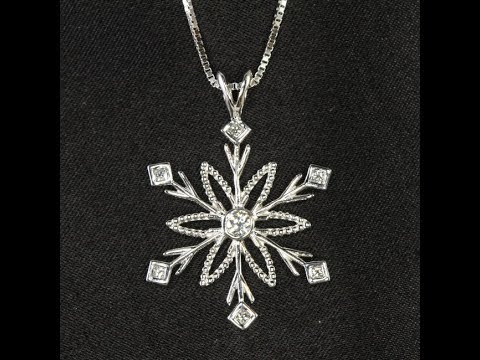 14K White Gold Diamond Snowflake Pendant 2018