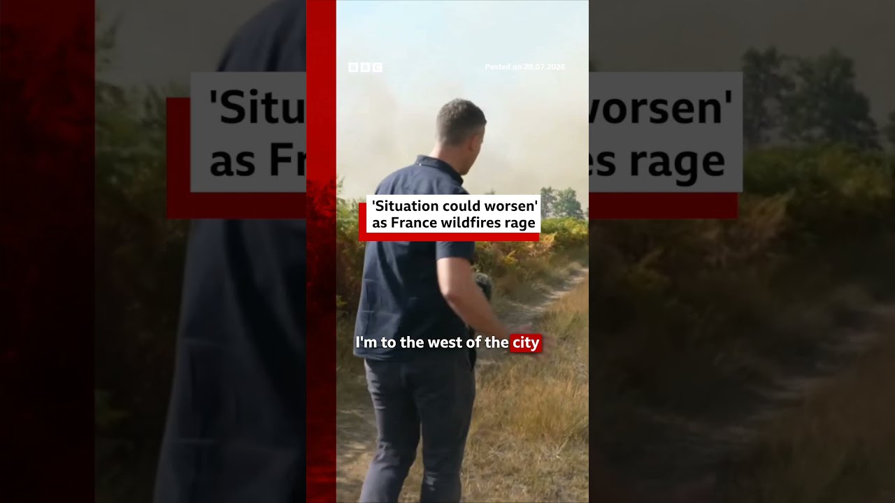 Video: BBC reports wildfires raging west of Bordeaux as temperatures near 40C