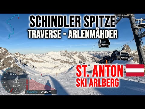 [4K] Skiing St. Anton, Schindler Spitze Traverse - Arlenmähder, Ski Arlberg Austria, GoPro HERO13