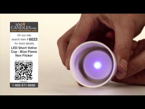 Battery Operated LED Short Votive Cup - Blue Flame Non Flicker