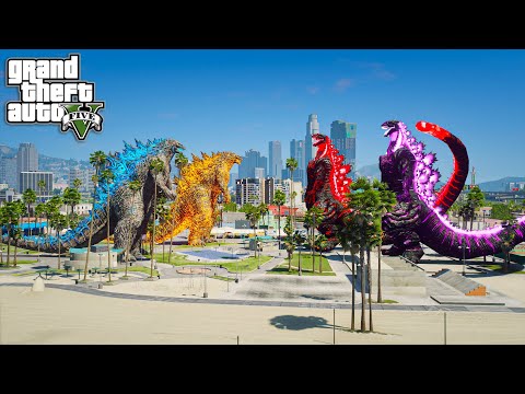 Team Shin Godzilla vs Team Godzilla Epic Battle ( GTA V Mods )