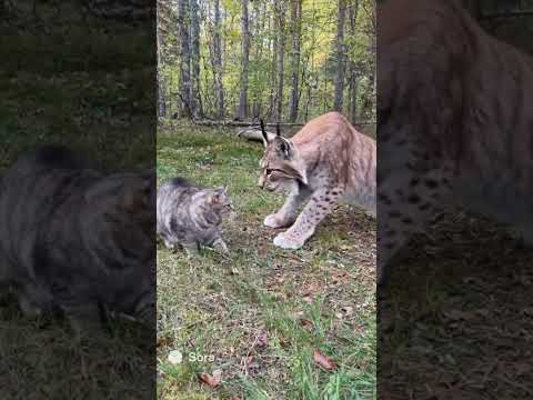 House Cat Meets Wild Lynx&hellip; Nature Holds Its Breath 🐱🦁🌲