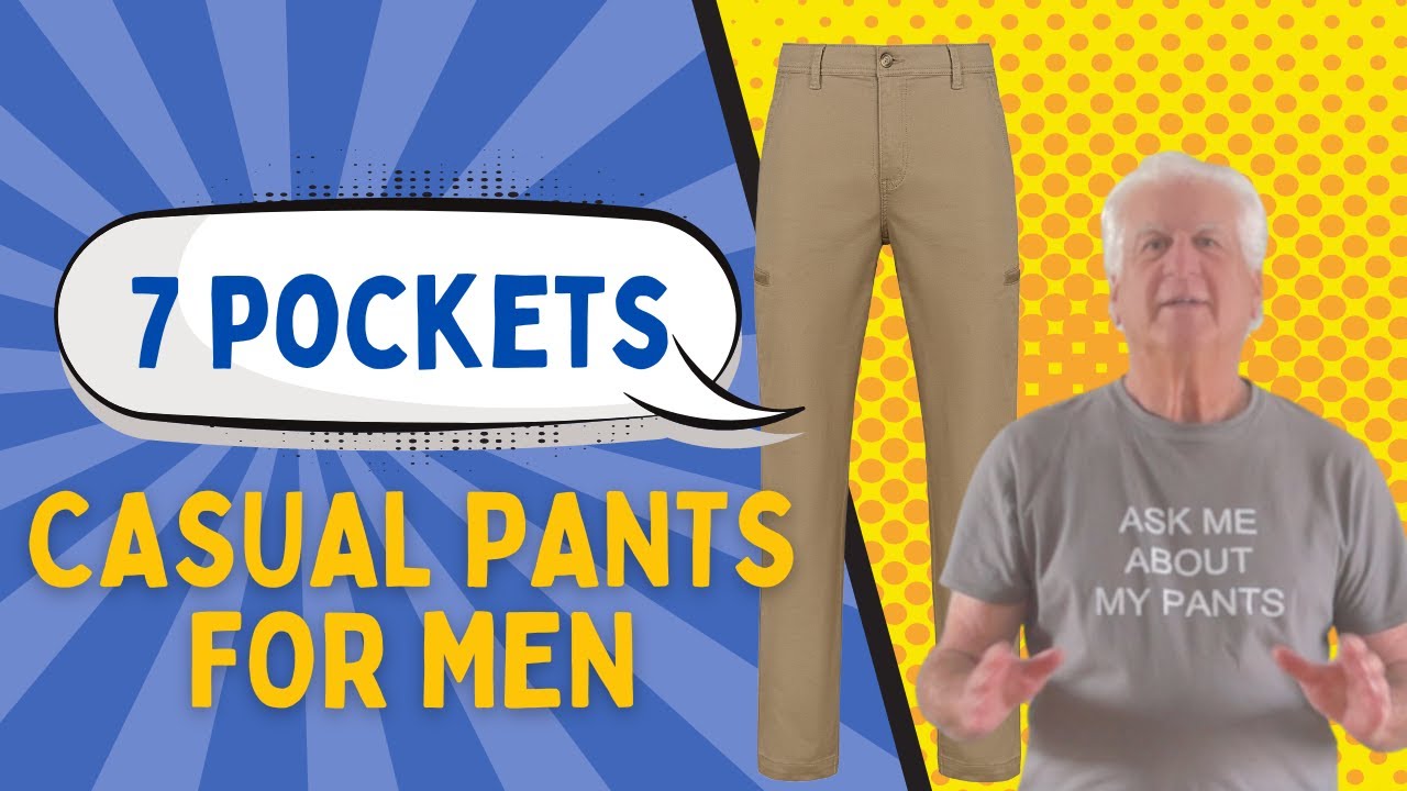 Perfect Pocket Pants for Men with Cell Phone Pocket, Hidden Security Pocket - 7 Pockets Total