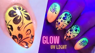 Cirque Colors Vice | Tropical summer stamping nail art + UV light glow!