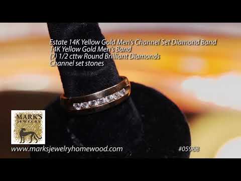 05968 Estate 14K Yellow Gold Men's Channel Set Diamond Band