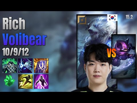 Rich Top Volibear vs Kennen lol KR solo rank Full Game 15.2 | 리치 볼리베어 vs 케넨
