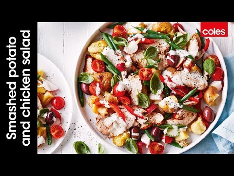 How to make the easiest smashed potato, olive & BBQ chicken salad