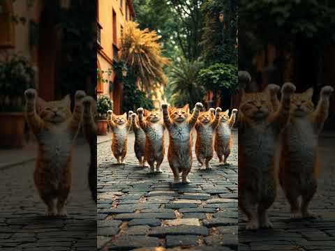 🐱🎶 Süße tanzende Kätzchen – Die niedlichste Katzen-Party! 🎶🐱 #cat #cute #aifun #kigeneriert #funny