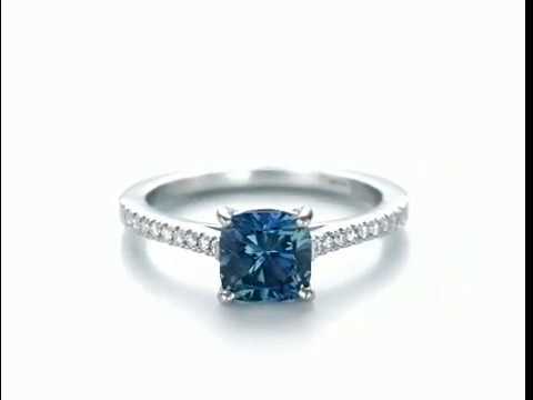 Custom Blue-Green Sapphire and Diamond Engagement Ring