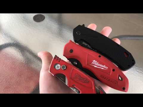 Milwaukee knife comparison Milwaukee fastback pocket knife vs Razor knife vs Milwaukee hardline