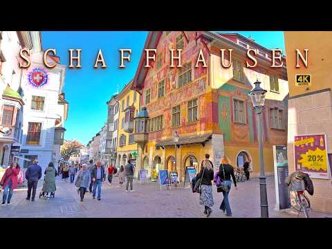 SCHAFFHAUSEN SWITZERLAND ✨ Discover the old town / Center, Rhein & Castle Munot 4K Walking tour asmr