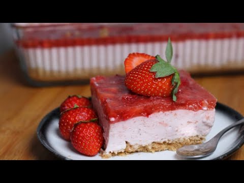 No baking cake Sugar-Free Strawberry Yogurt Gelatin Dessert 🍓🥛 | Healthy & Delicious!
