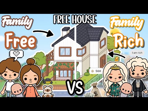 RICH FAMILY VS FREE FAMILY in FREE HOUSE Idea💸🥺 TOCA BOCA House Ideas PAZU Design TocaLifeWorld