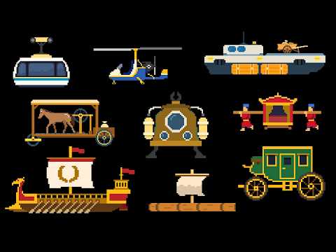 Evolution of Vehicles 4: Roman Galley, Ancient Wheelbarrow & More | Pixel Art