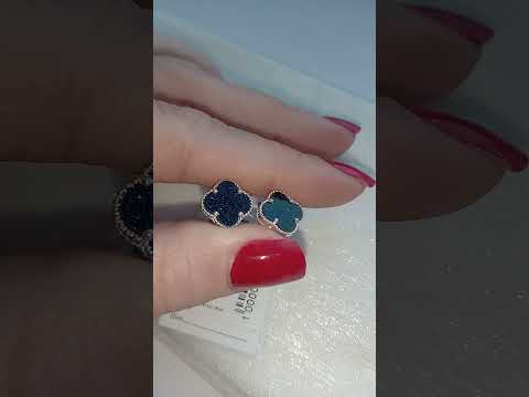 Серебряные серьги Van Cleef Ван Клиф английская застежка серебро 925 Ночь Каира клевер - фото 1 - id-p2888297431